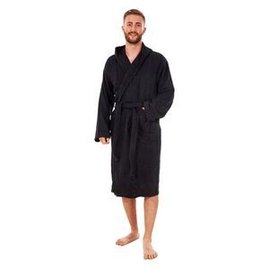 Keanu Mens Plain Cotton Bathrobe / Black